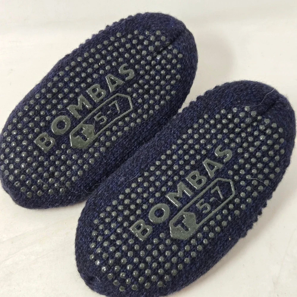 Bombas‎ Kids Gripper Slippers Navy Blue Knit Toddler Size 5-7 Slipper Socks